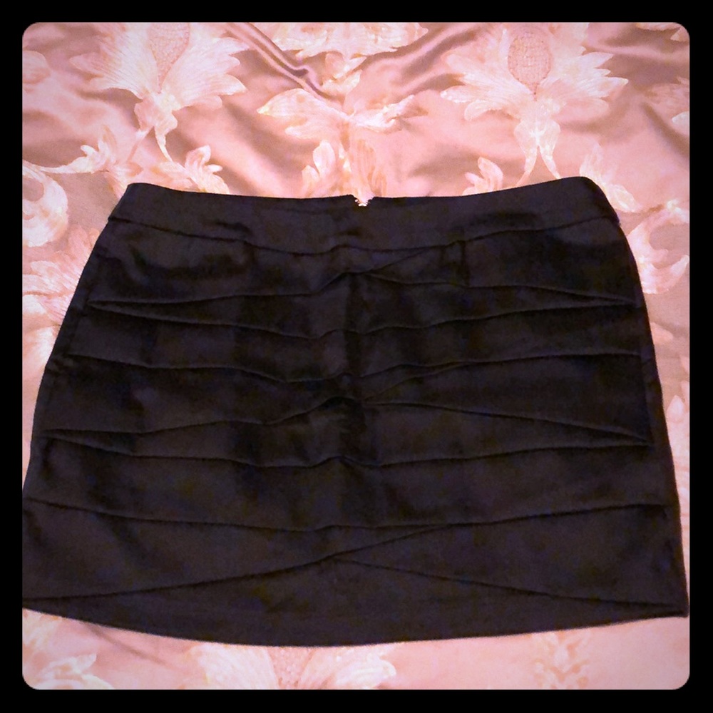 NWT Forever 21 Black Satin Bandage Mini Skirt L